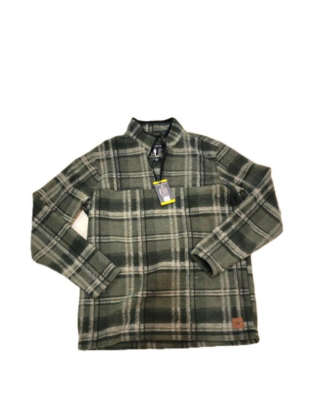 John Wayne Stock & Supply M Green Plaid Men's Pullover 1/4 Zip Fleece NWT